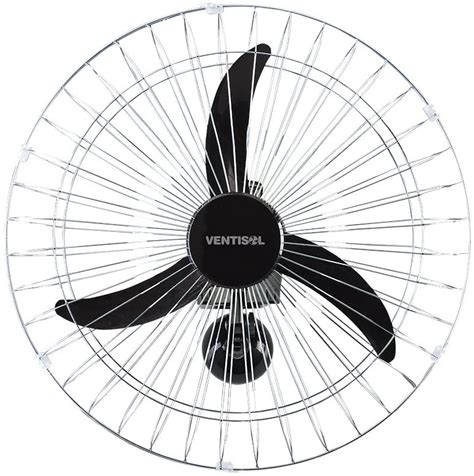 Ventilador de Parede Oscilante 3 Pás Premium Cromado 60cm Bivolt