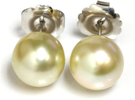 Australian South Sea Pearl Stud Earrings 115 Mm Natural