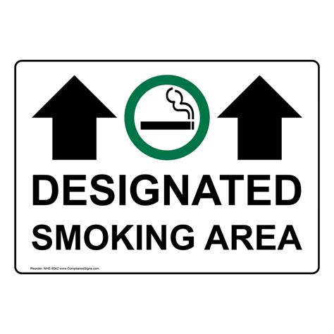 Designated Smoking Area White Sign Symbol 6 Sizes