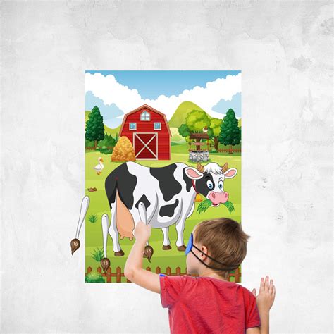 Buy Fepito Pin The Tail On The Cow Birthday Party Game With 24 Pcs