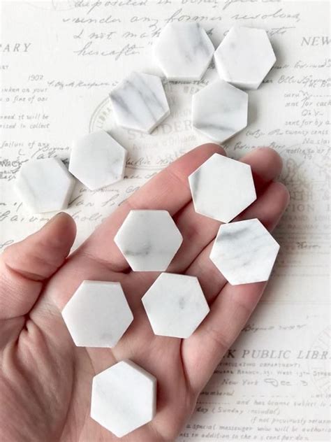 Marble Magnets White Marble Magnets Marble Hexagon Magnets Etsy