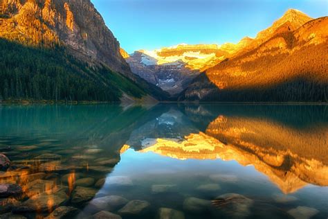 лес горы озеро канада закат природа Hd обои для ноутбука