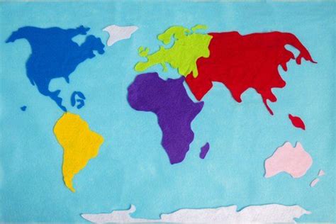 Carte Du Monde Learning Toy Felt Continents Carte Montessori Etsy