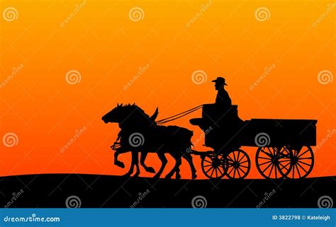 Horse Drawn Wagon Silhouette Stock Illustration Image 3822798