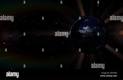 Planet Earth Rotates In Space With Sunlight Behind It Stock Video