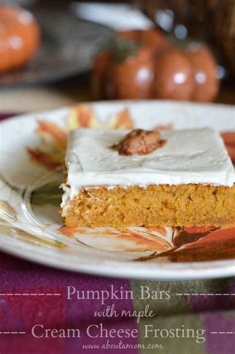 Pumpkin Bars With Maple Cream Cheese Frosting About A Mom