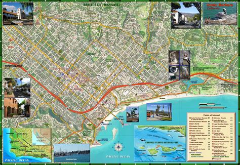 Santa Barbara Street And Guide Wall Map