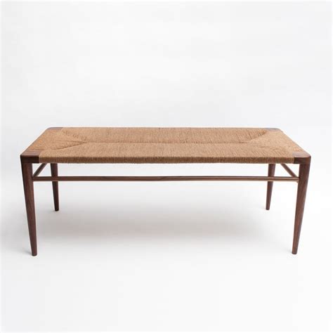 Smilow Design Woven Rush Bench In Walnut Afternoon Light