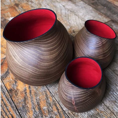 Handmade Home Decor Elm Wood Vessels Set of 3 Woodturned | Etsy | Wood