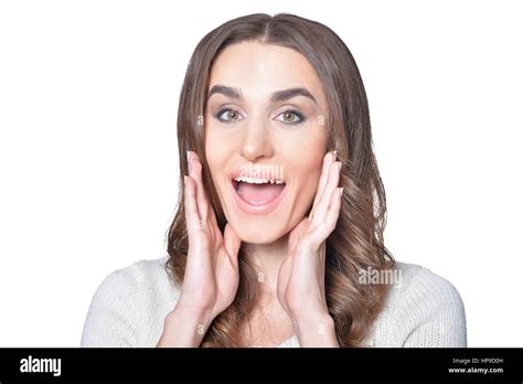 Excited Young Woman Stock Photo Alamy