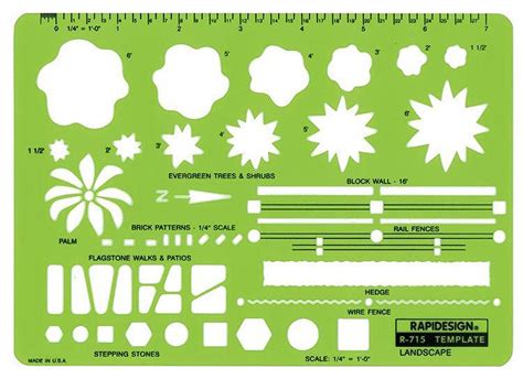 This garden layout planner template allows you to easily track your plant inventory, log your seeding, create a task list, and even design a layout. Rapidesign R-715 Landscape Design Drafting Template Stencil
