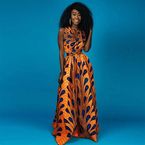 2019 Summer Popular Infinity Women Long Dress Feather African Print