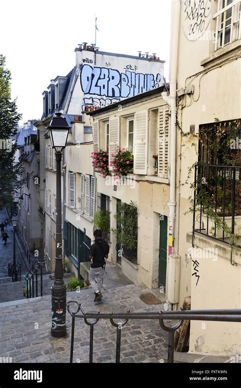 Staircase In Montmartre Paris High Resolution Stock Photography And
