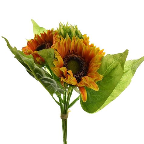 Artificial Sunflower Bouquet Orange 15 Inch