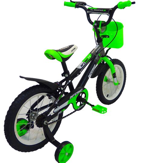 Bicicleta Infantil para niño rodada 14 Negro-Verde
