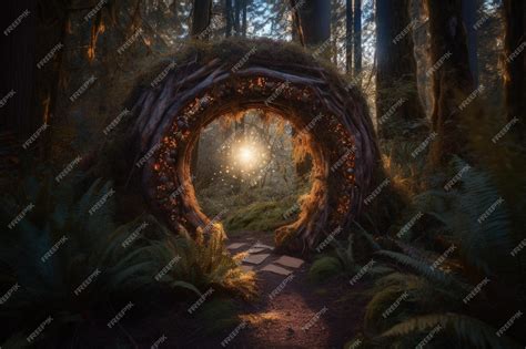 Premium Ai Image Magic Portal In Enchanted Forest Portal To Fantasy