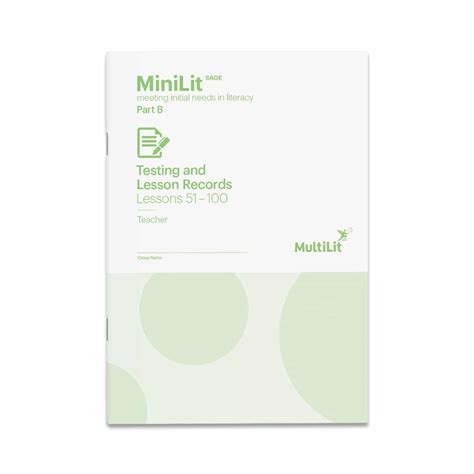 Minilit Sage Part B Testing And Lesson Records Book Multilit
