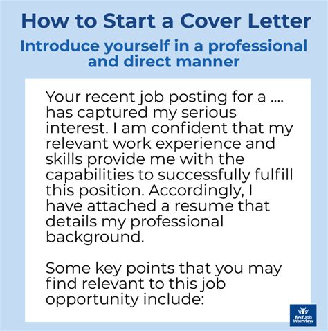 Cover Letter Intro Best Examples Of How To Begin A Cover Letter