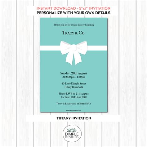 Tiffany Blue Invitation Template Little Dimple Designs