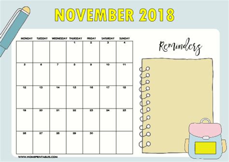 2018 2019 School Calendar Printable Free Template Paper Trail Design