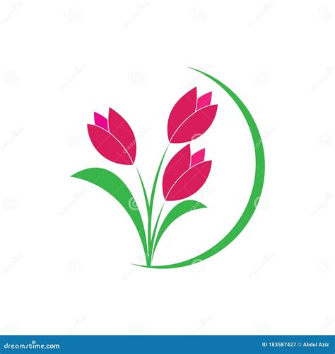 Tulip Flower Illustration Logo Vector Design Stock Vector