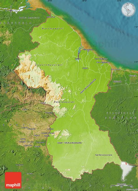 Physical Map Of Guyana Satellite Outside
