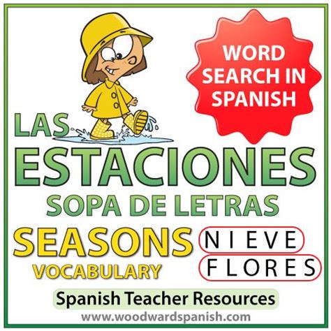 Las Estaciones Seasons Spanish Word Search Sopa De Letras