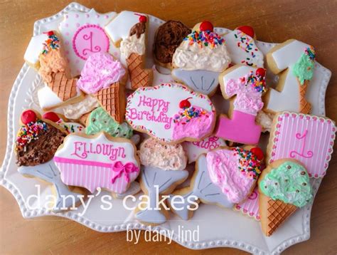Ice Cream Party By Danys Cakes Cookie Frosting Birthday Cookies