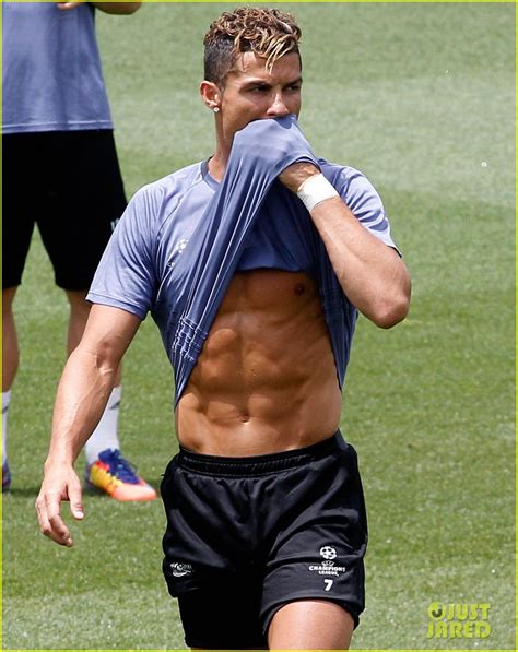 Cristiano Ronaldo Flashes His Abs During Soccer Practice Photo Cristiano Ronaldo