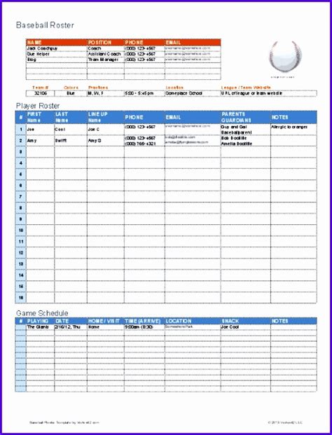 12 Baseball Lineup Excel Template Excel Templates