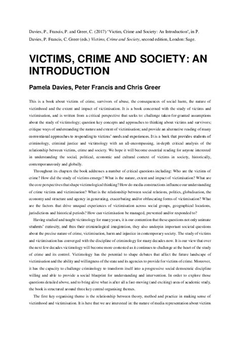pdf victims crime and society an introduction second edition chris greer