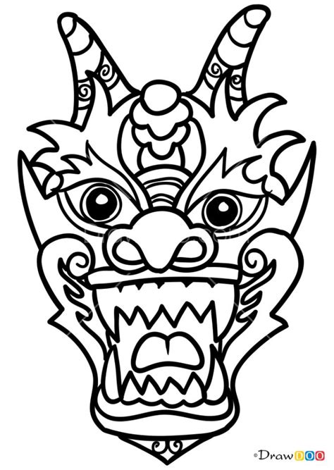 How to Draw Chinese Dragon Mask, Face Masks | Dragon mask, Dragon head