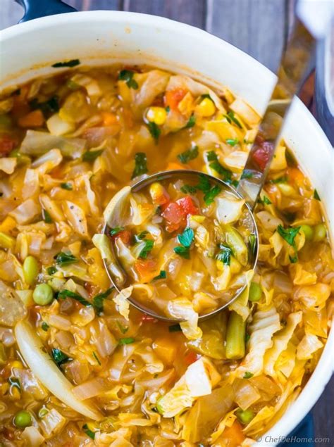 Cabbage soup can be comfort food or a weight loss tool, depending on how you look at it. Vegetarian Cabbage Soup Recipe | ChefDeHome.com