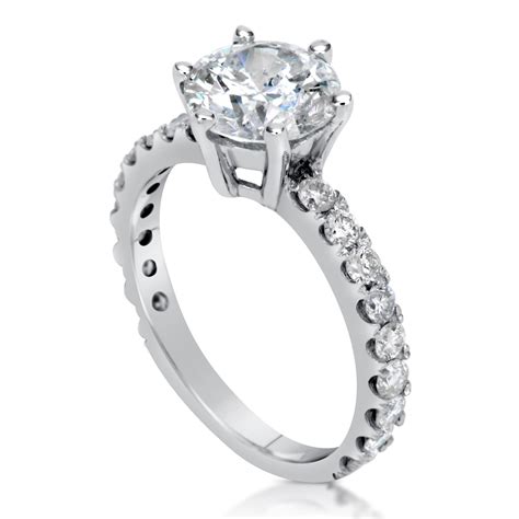 5 05 Ct Pave 6 Prong Round Cut Diamond Engagement Ring VS1 D White Gold