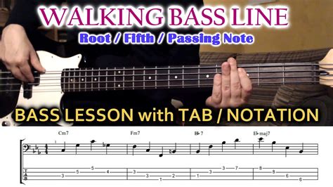 Bass Lesson Easy Walking Bass Line With Tab Beginner Jazz Bass Line Tutorial Youtube