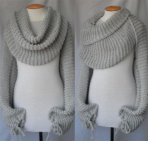 Scarf With Sleeves At Both Ends In Light Grey Free Worldwide Etsy Modestil Stricken Diy