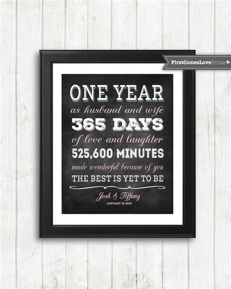 Maybe you would like to learn more about one of these? One Year Anniversary Gift for Wife for Husband Personalized