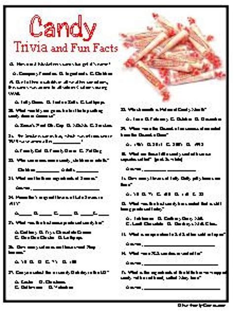 Candy Trivia Questions And Answers Printable Printable Word Searches