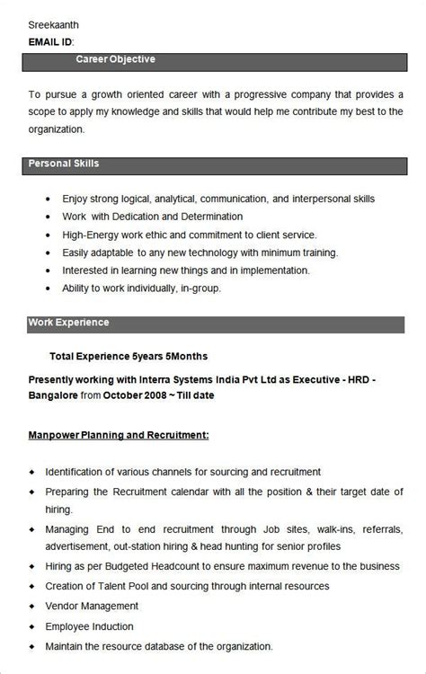 Use our free examples for any position, job title, or industry. FREE 26+ HR Resume Templates in MS Word | Pages | PDF | AI ...