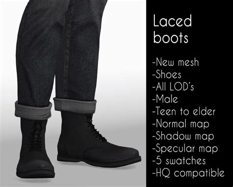 Lazyeyelids Sims 4 Cc Shoes Sims 4 Men Clothing Lace Boots