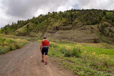 Climbing the Pu'u Wa'awa'a Cinder Cone for a breath of fresh air