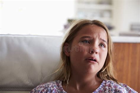 head and shoulders shot of upset girl at home stock image image of crying tears 85178293