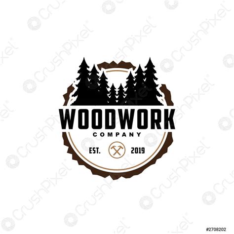 Wood Work Logo Design Templatecreative Badge For Woodwork