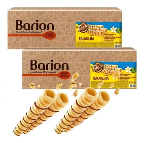 Kit 2 Caixas Tubetes Wafer Baunilha Barion 1kg Cada Frete Grátis