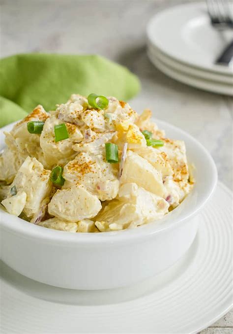 The creaminess in the salad is from homemade sour cream that is made from yogurt and flavored with herbs to add to the punch. Deviled Egg Potato Salad - Cooking with Mamma C