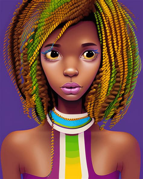 Beautiful African American Girl With Curly Hair · Creative Fabrica