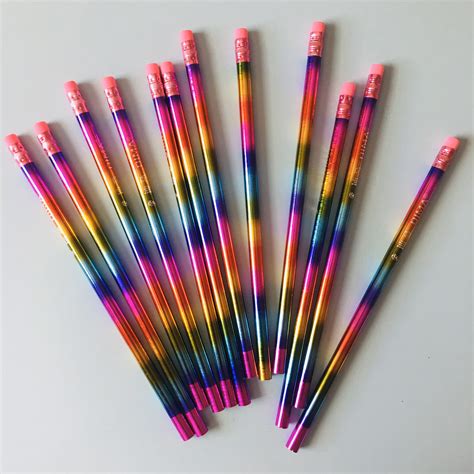 Shiny Metallic Rainbow Pencils 2 4 6 Pieces Hb Lead Pencils