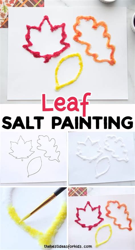 Leaf Salt Painting Such A Fun Fall Craft For Kids Free Printable