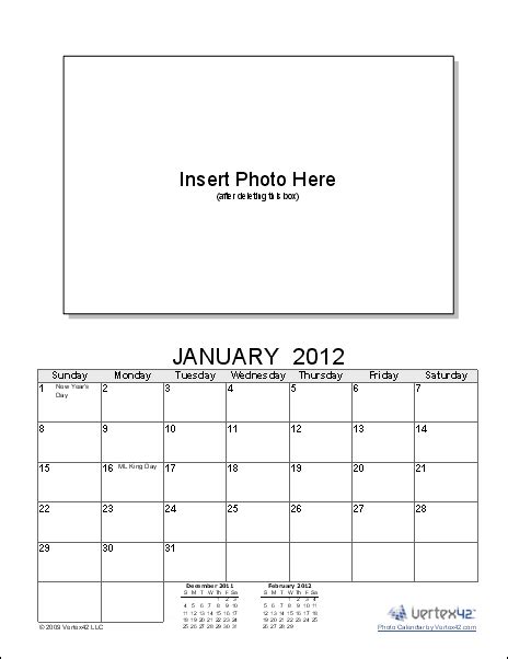 Photo Calendar Template Free Calendar Template Custom Photo Calendar