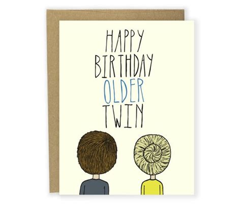 Birthday Card Happy Birthday Older Twin Twins Birthday